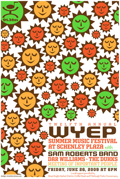 4-color, hand screenprinted poster for WYEP's Summer Music Festival